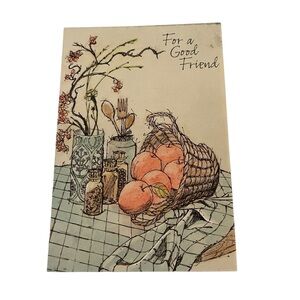 Unused Vintage Greeting Card Happy Birthday For a Good Friend Picnic Fall